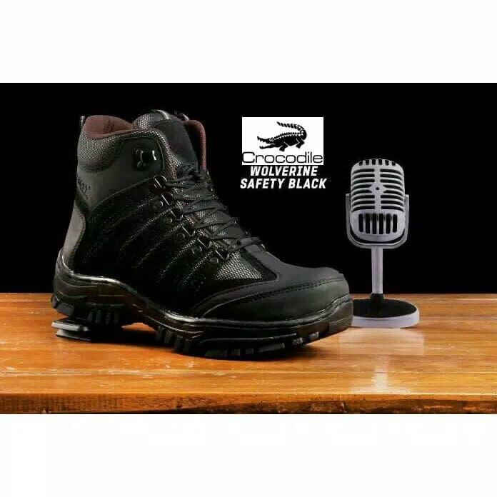 Gambar PROMO sepatu safety boots pria crocodile wolverine delta - Hitam, 39 dari Safety Boots Pria undefined Tokopedia