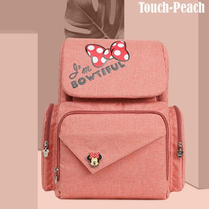 Gambar DIAPER BAG MICKEY MOUSE TOUCH ORIGINAL DISNEY( FREE PERLAK BABY ) - Peach dari Littlepeanut undefined Tokopedia