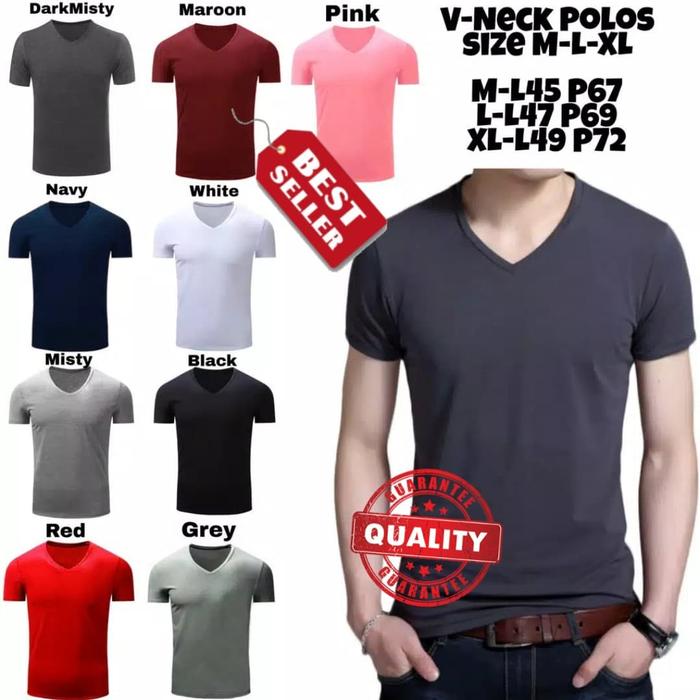 Jual KAOS POLOS PRIA V-NECK | KERAH V 