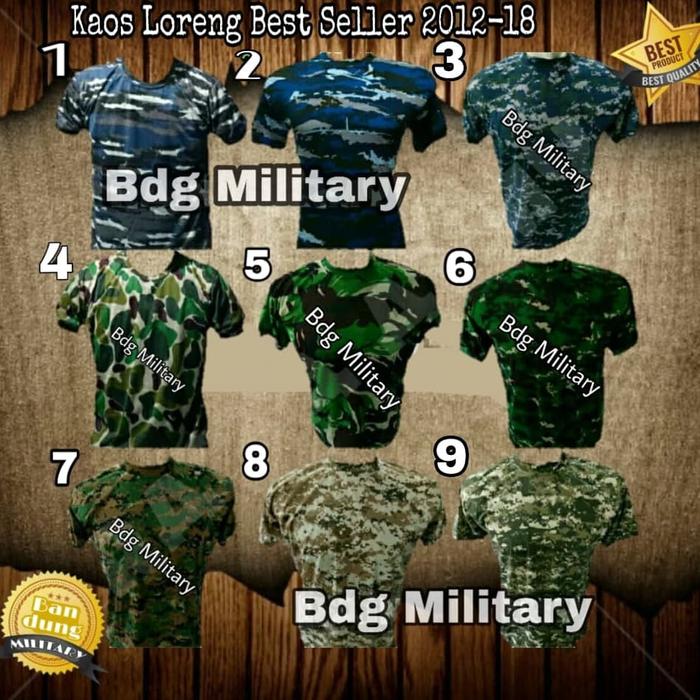Gambar Kaos Polos Pria Kaos Army Doreng Tactical Lapangan Hunting PDL dari BANDUNG MILITARY (BM) undefined Tokopedia