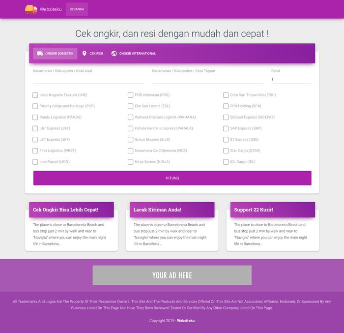 Jual Website Cek Ongkir Domestik International Dan Cek Resi Kota Malang Jariprom Tokopedia