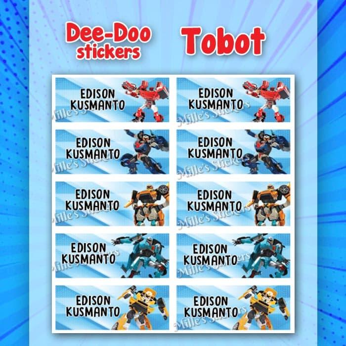 Gambar Sticker label nama anak waterproof karakter Tobot dari DeeDoo undefined Tokopedia