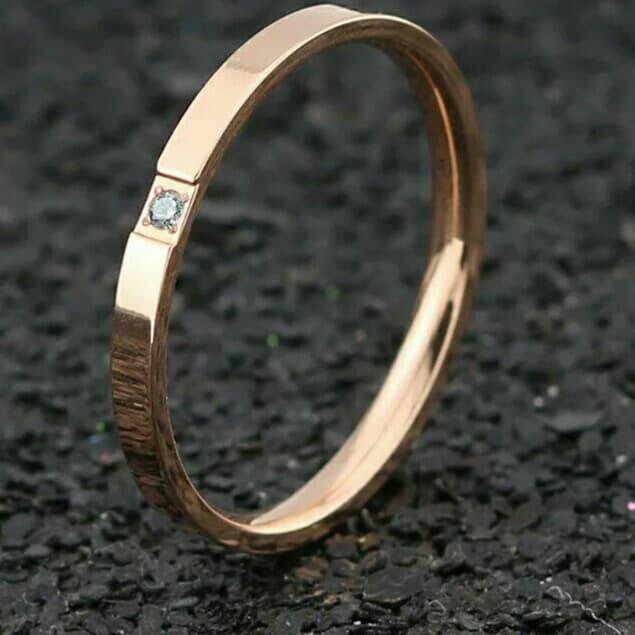 Gambar Cincin kawin Tunangan Pacar Pasangan Titanium Anti Karat permata 1 - Merah Muda, 9 dari Permata Jewelry undefined Tokopedia