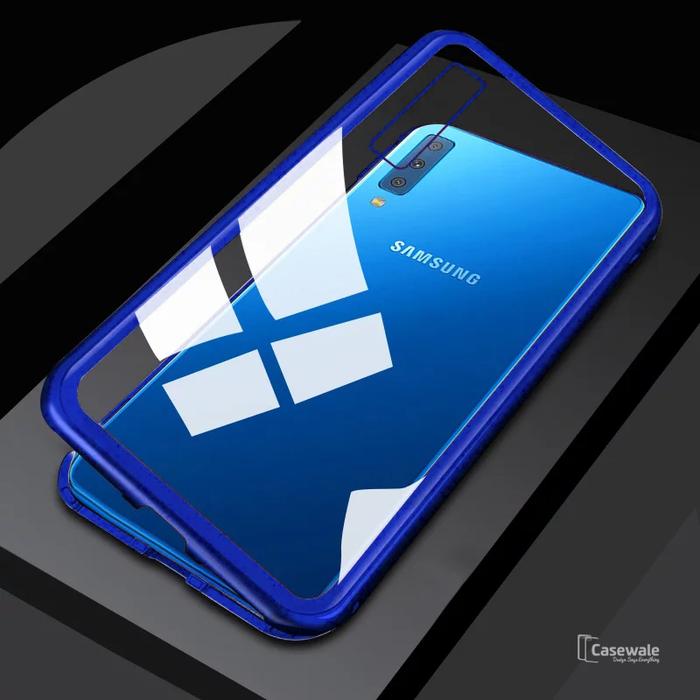 Gambar Samsung Galaxy A7 2018 Luxury Magnetic Case Glass Back Cover 2 in 1 - Silver, Samsung A7 2018 dari 17 Agustus Case undefined Tokopedia