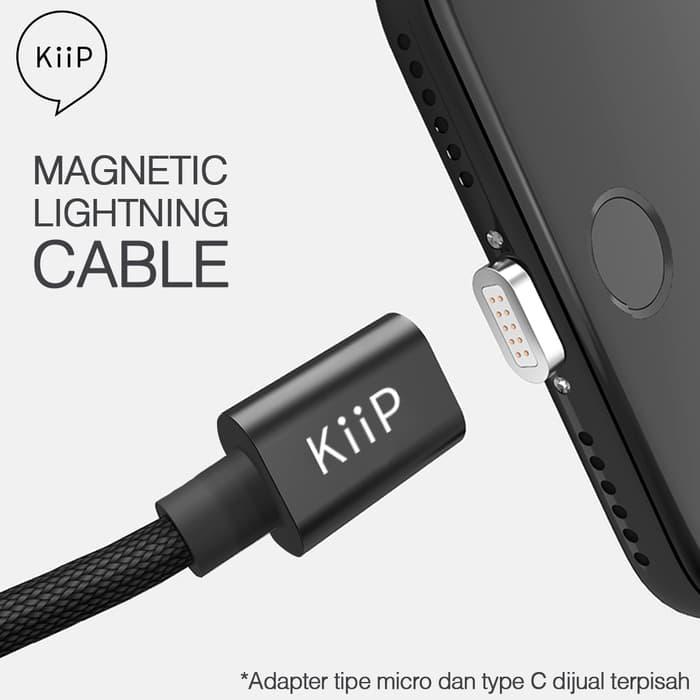 Gambar Kabel chager Magnet USB Type C/Micro/Lightning For Android&IOS by KiiP - Lightning Hitam dari Stacey Store undefined Tokopedia
