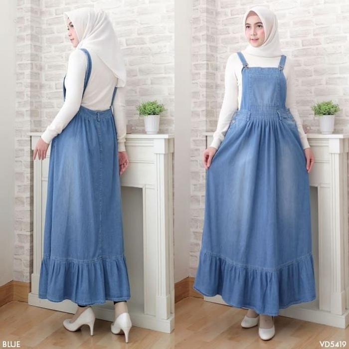 Baju Overall Jumpsuit WearPack Dress Rok Panjang Planner Bahan Jeans Biru  Muda di Diy Asesoris Tokopedia