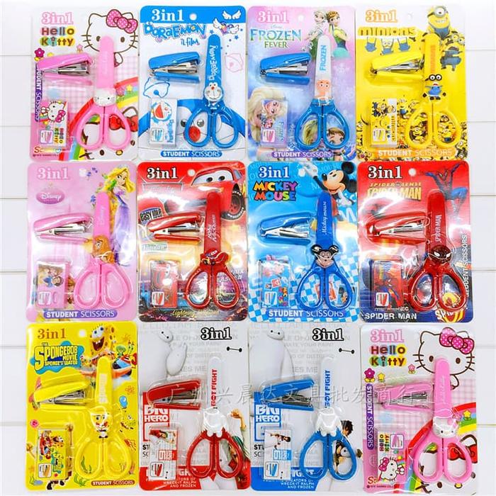 Gambar Set Alat Tulis Unik / Stationary Set Gunting & Staples isi 3 Item dari Alat Tulis Alpha Omega undefined Tokopedia