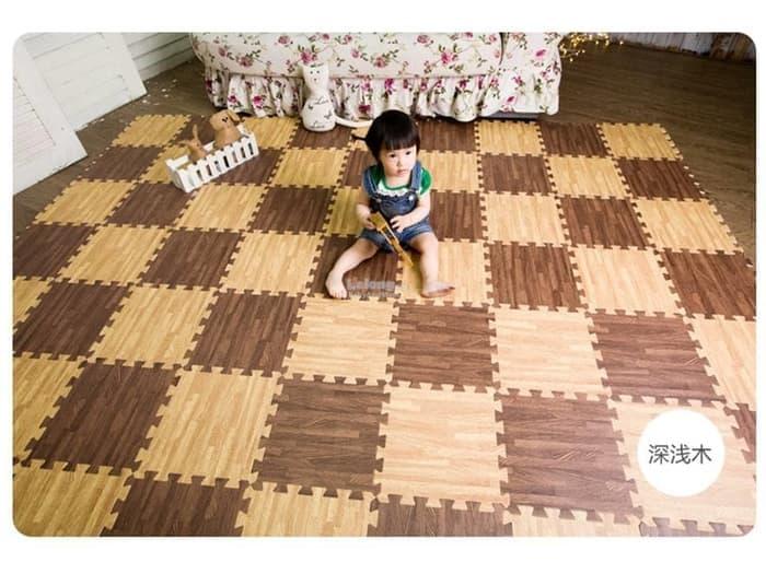 Gambar Matras/Tikar/Karpet/Puzzle alas lantai evamat/Evamat motif wooden dari Intex Toys undefined Tokopedia