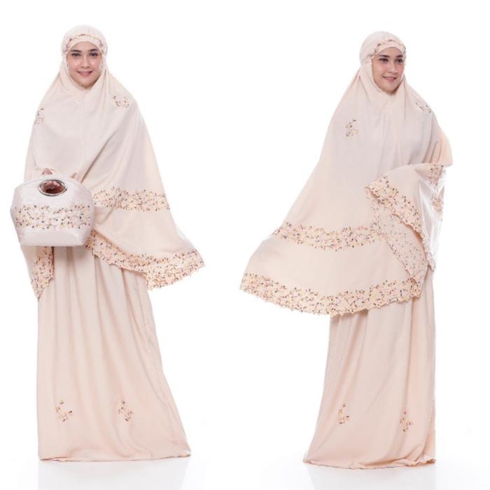 Gambar Mukena Set Bordir Manual Susun Milo Salvina - Coklat Muda dari Virgo Collection undefined Tokopedia