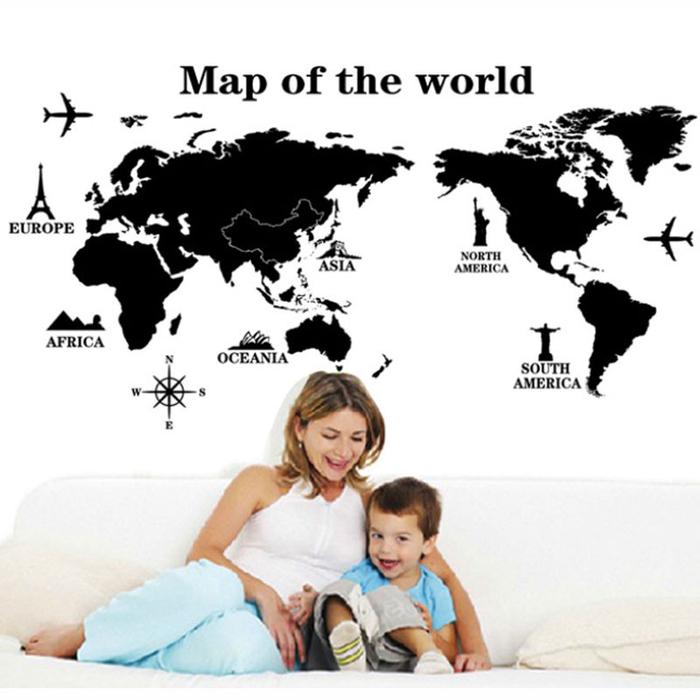 Gambar Removable Poster Letter World Map 3D Art Decor Vinyl Wall dari TOKOHJR undefined Tokopedia