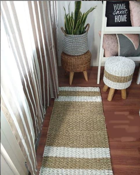 Gambar PROMO KARPET ANYAM FLOOR MAT SEAGRASS PANDAN LAUT 120 CM X 6O CM - COKLAT PUTIH dari NADASTORE HANDMADE undefined Tokopedia