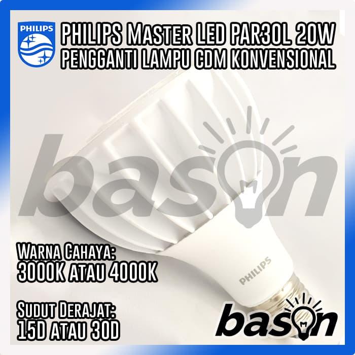 Gambar PHILIPS MasterLED PAR30L 20W SO - 30 / 40K - 15D / 30D - 3000K 15D dari Bason undefined Tokopedia