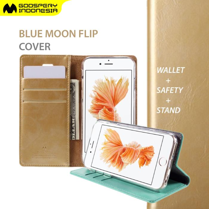 Jual GOOSPERY iPhone Plus Blue Moon Flip Case Wine Kab