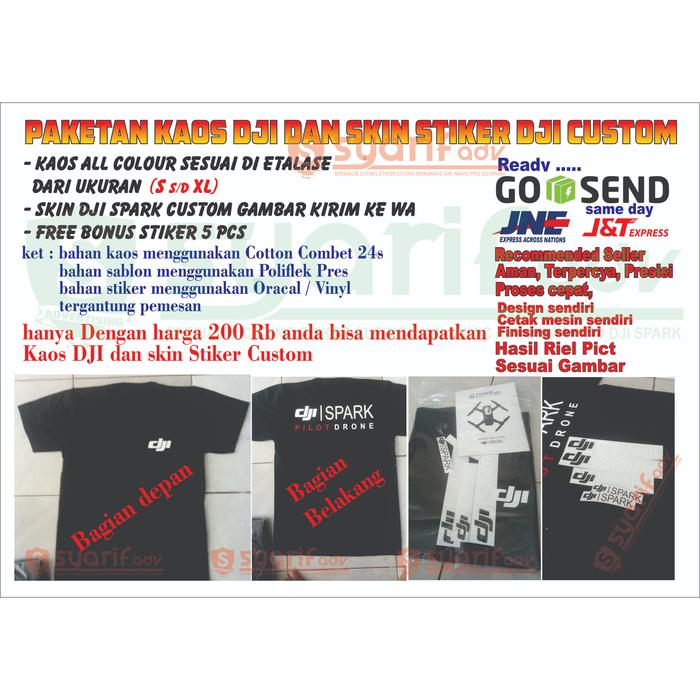 Jual Kaos DJI spark dan skin stiker Custom Spark Harga Paketan