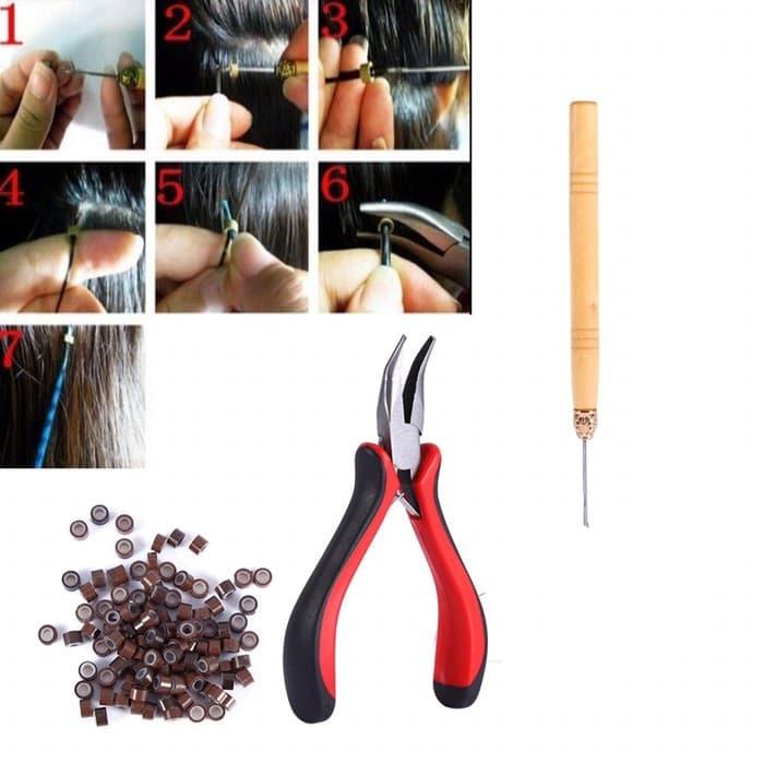 Gambar alat pasang rambut sambung paket alat hairextension dari Bee.beauty hair and studio undefined Tokopedia