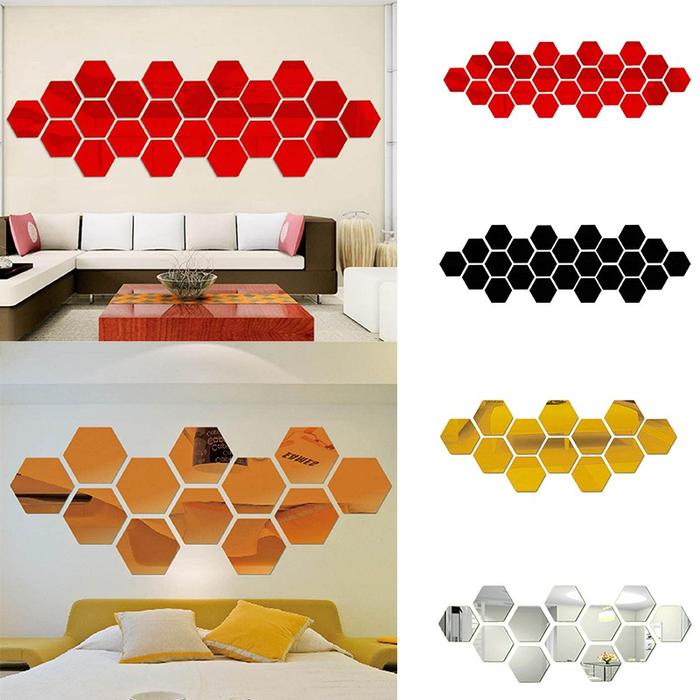 Gambar Acrylic Geometric Hexagon 3D Art Mirror Wall Sticker Decal Home Décor dari AristonistStore undefined Tokopedia