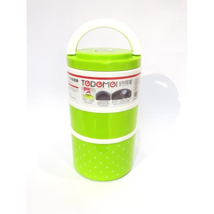 Gambar RANTANG 2 SUSUN - TEDEMEI 6525 - ANTI TUMPAH - Hijau dari Kioslunchbox bogor undefined Tokopedia