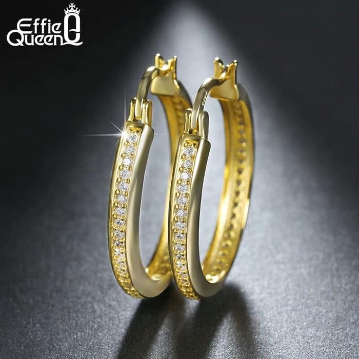 Gambar Anting Kores Swarovski Titanium Korea Anti Karat Model Hoop Besar - Gold dari Permata Jewelry undefined Tokopedia