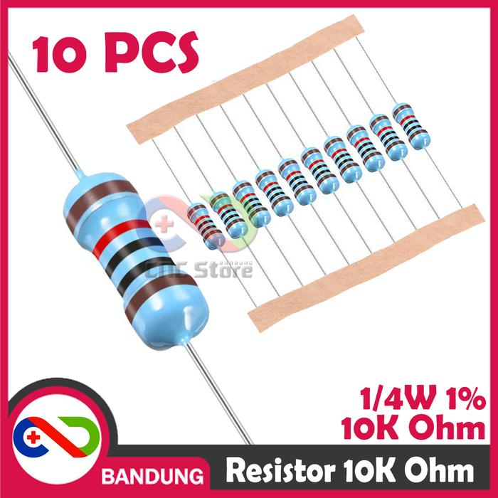 Gambar [CNC] 10X RESISTOR 10K 10KOHM 1/4W 1% METAL FILM dari CNC STORE BANDUNG undefined Tokopedia