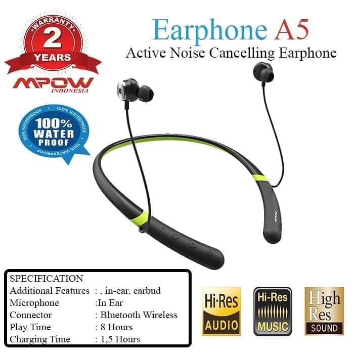 Jual Mpow A5 Earphone Bluetooth Original MPBH208AB Active Noise
