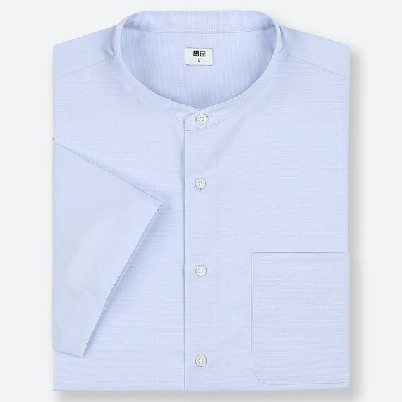 Gambar Kemeja Uniqlo Original Kerah Tegak Biru EFC Broadcloth Lengan Pendek - S dari Toko Wildan undefined Tokopedia