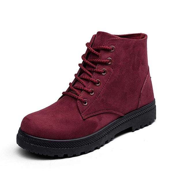 New Us Size 5-13 Short Boots Women Lace Up Suede Casual Outdoor
