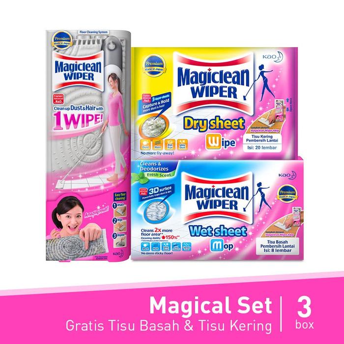 Gambar Magiclean Wiper Mop 1 Set + Dry Sheet 20s + Wet Sheet 8s dari KAO Indonesia undefined Tokopedia