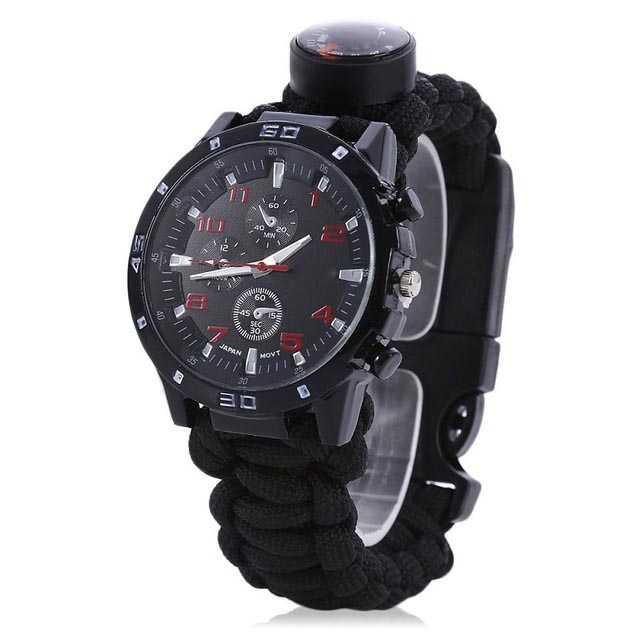Gambar Jam Tangan 5in1 Paracord Survival Watch Gelang Kompas Outdoor Camping - Hitam dari Lbagstoremall undefined Tokopedia