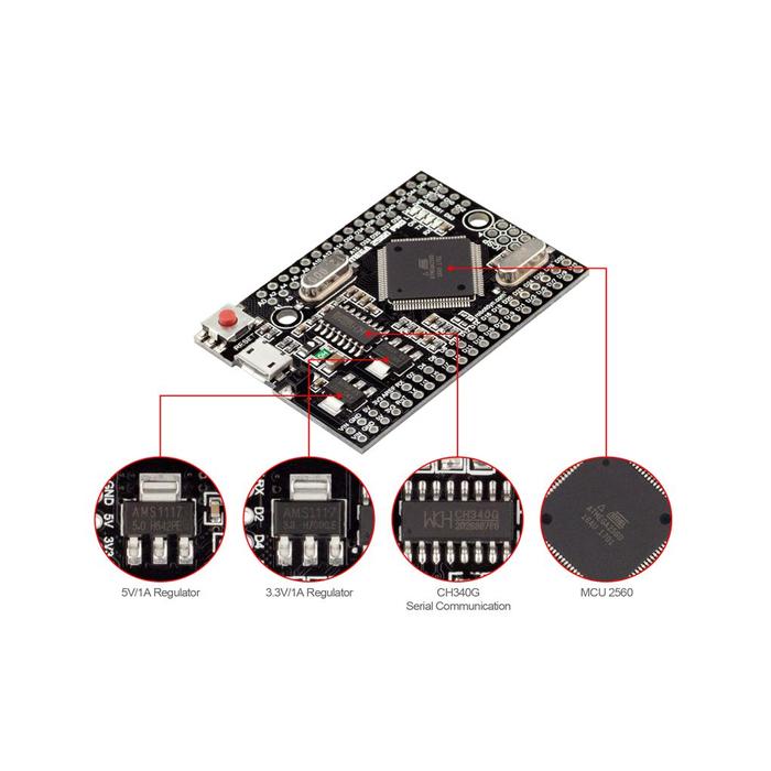 Gambar RobotDyn Arduino Mega 2560 PRO CH340G ATmega2560-16AU Mini Embedded 5V - USB TYPE-C dari DI Electronics undefined Tokopedia