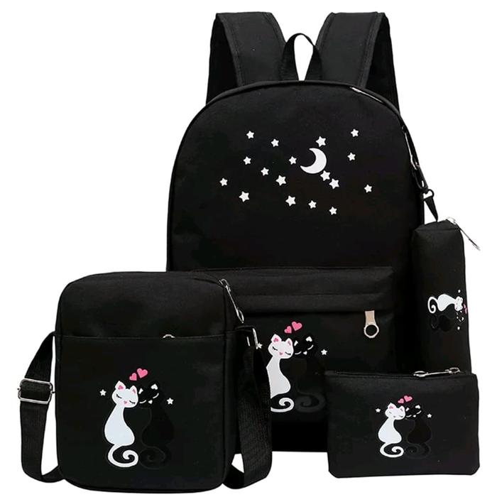 Gambar ransel sekolah / ransel kuliah set kucing wedd - Hitam dari grosir backpack bandung undefined Tokopedia