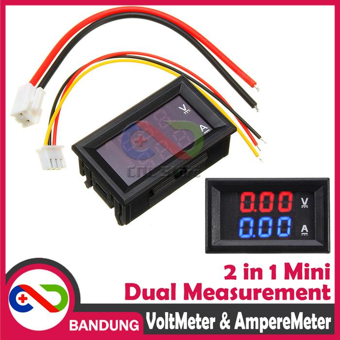 Gambar [CNC] DUAL MINI VOLTMETER AMMETER AMPERE METER LED 0-100V 0-10A DC dari CNC STORE BANDUNG undefined Tokopedia