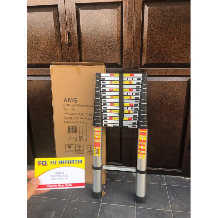 Gambar Tangga Lipat Aluminium Teleskopik 6.2M Single Telescopic Ladder 6.2 M dari FO IMPORTIR undefined Tokopedia