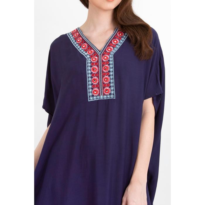 Gambar Emb Rayon Kaftan With Details Big Mirror - Navy dari Chic Simple Store ID undefined Tokopedia