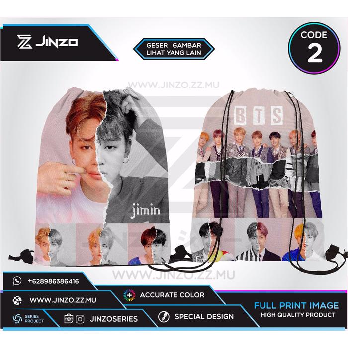 Gambar Tas Serut BTS Jimin - CODE DUA dari Jinzo Series undefined Tokopedia