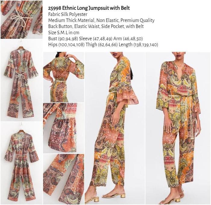 Ethnic Long Jumpsuit with Belt (size 