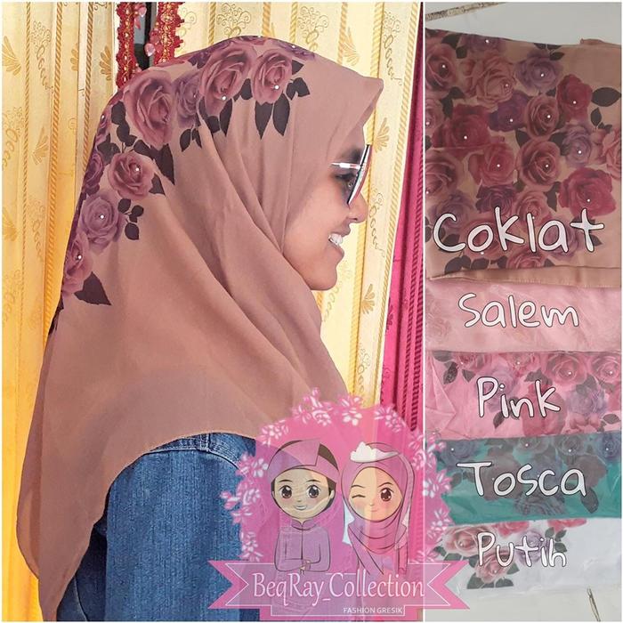 Gambar Hijab segi empat bella square printing bunga mawar dari beqray_collection undefined Tokopedia