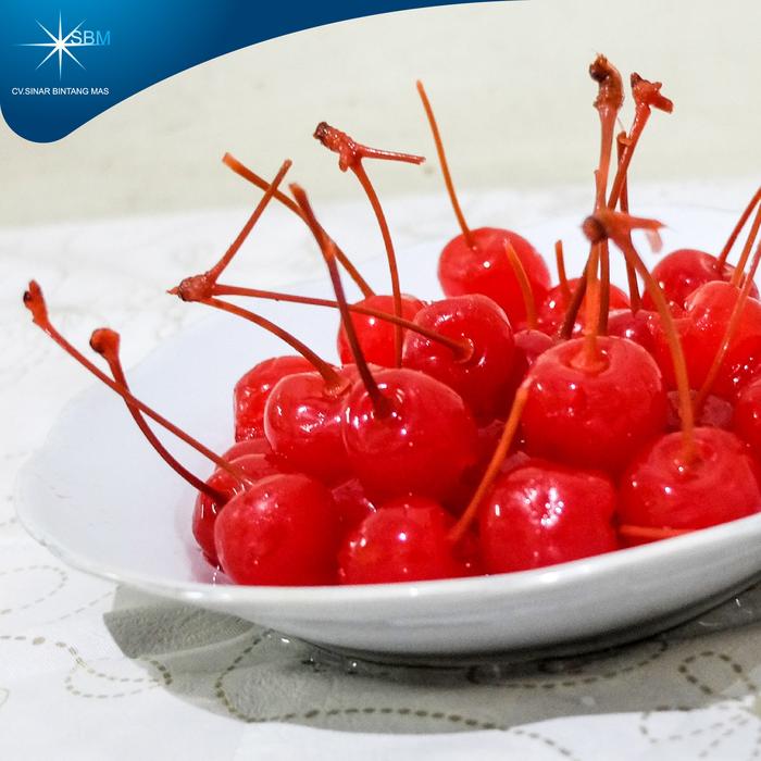Gambar Buah Ceri Merah Maraschino Tangkai Cherries Hiasan Kue 40 pcs 500g dari Polococoa undefined Tokopedia