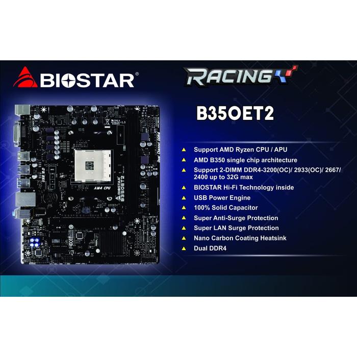 Gambar Motherboard BIOSTAR RACING B35OET2 - AMD Ryzen dari SPE.store undefined Tokopedia