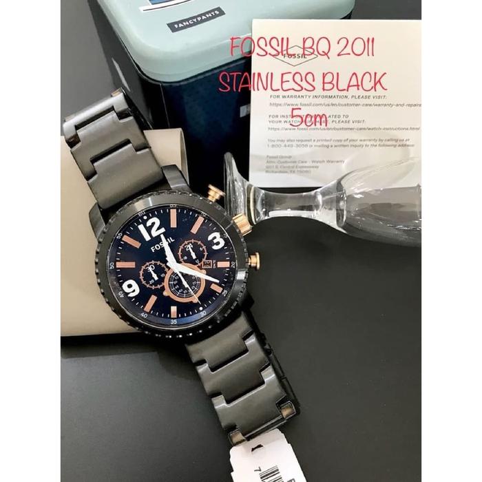 Jual jam fossil nate black stainless 