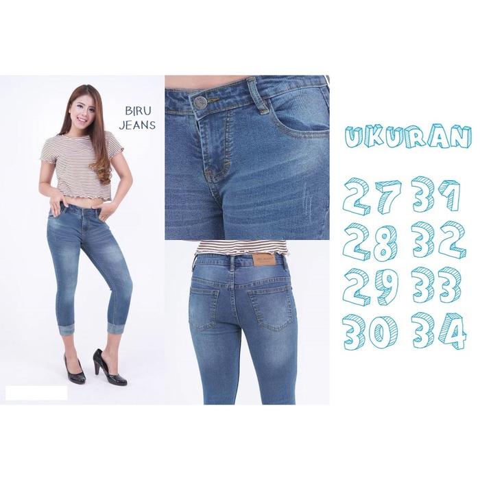 Gambar Celana pendek 7/8 casual cewek wanita jeans stretch liburan jumbo plus dari jejezozo undefined Tokopedia