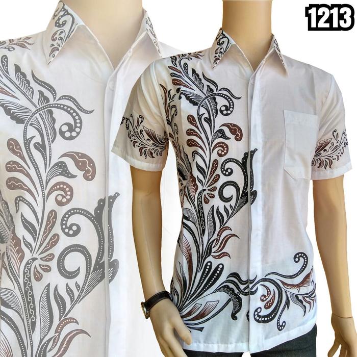 Gambar Kemeja Batik Warna Dasar Putih Corak - L dari Batik Busana Solo undefined Tokopedia