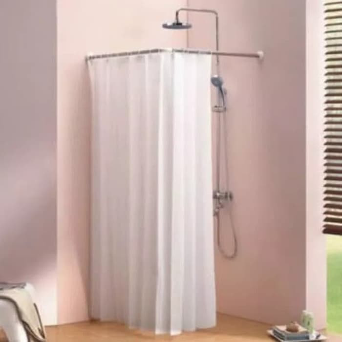 Gambar Tiang Horden Kamar Mandi Model L / Tiang Shower Curtain 2 Pipa dari SAHABAT SANITARY17 undefined Tokopedia