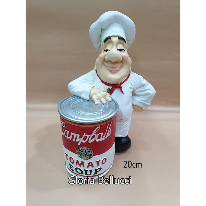 Gambar PATUNG PAJANGAN KOKI KALENG TOMAT / CHEF ROTI dari Gloria Bellucci. undefined Tokopedia