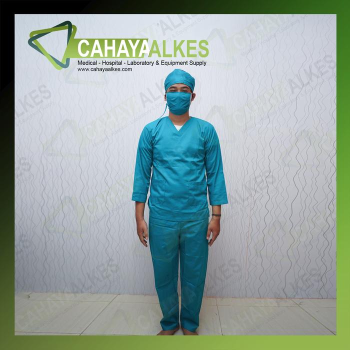 Gambar Seragam OKA Lengan Panjang Biru Telur | Baju Jaga OK Operasi S M L XL dari Cahaya Alkesindo 24 undefined Tokopedia