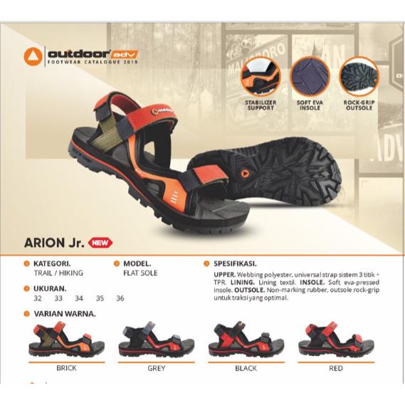 Gambar Sendal Sepatu Sandal Gunung Anak Outdoor Adventure ARION JR Original - 33, Brick dari Reiko Store undefined Tokopedia