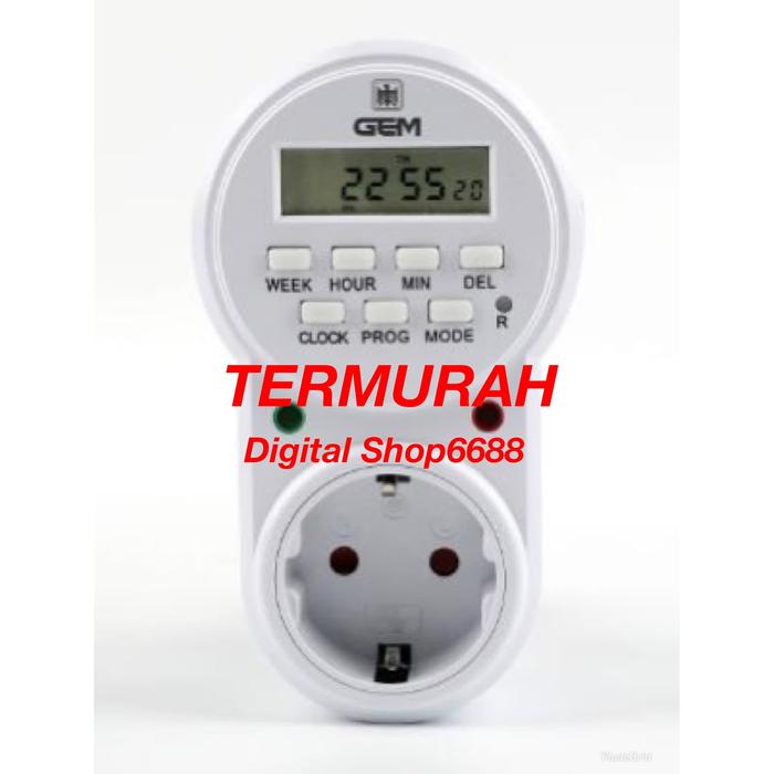 Gambar Stop Kontak Timer Listrik Digital GEM stopkontak otomatis T03A dari digitalshop6688 undefined Tokopedia