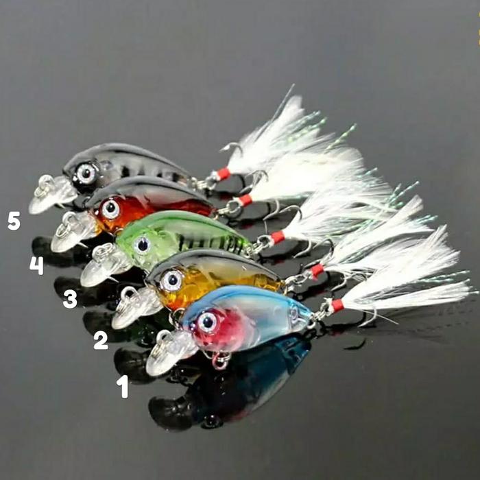 Gambar UMPAN PANCING IKAN MINI MINNOW 3D CRAINBAIT BERBULU FISHING LURE 4 cm Mancing dari fathas store undefined Tokopedia