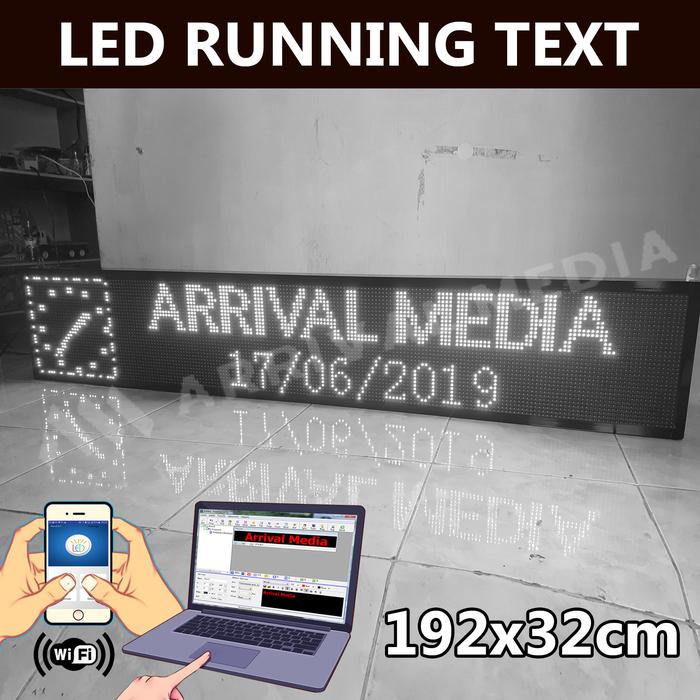 Gambar LED Running Text Single Color 192x32cm "Wifi" - Putih dari Arrival Media Shop undefined Tokopedia