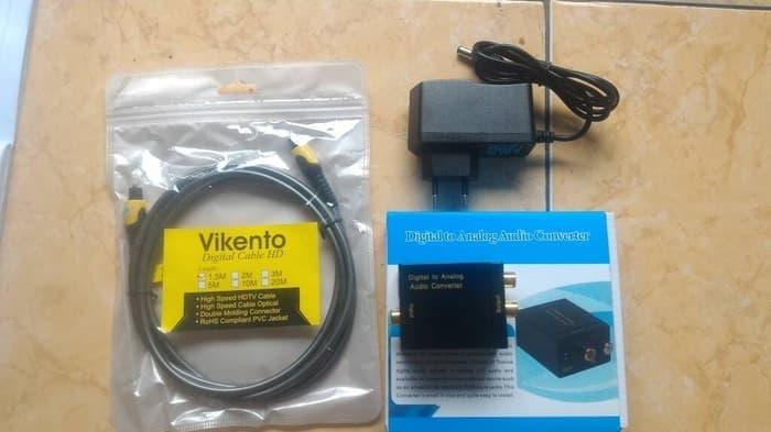 Jual paket digital optic to analog rca audio converter plus kabel