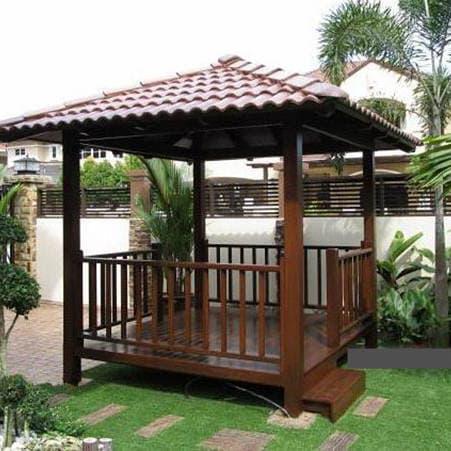 Gambar Gazebo taman kolam saung modern minimalis kayu 2x2m dari Solid Wood undefined Tokopedia